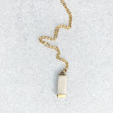 Small Rectangle Necklace - White + Gold