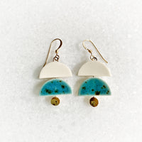 Layer Earrings - Teal + White -(Gold)