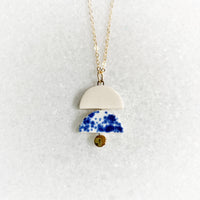 Layer Necklace - Blue Speckle + White (Gold)
