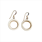 Open Circle Earrings - White + Gold