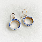 Open Circle Earrings - Blue Speckle + Gold